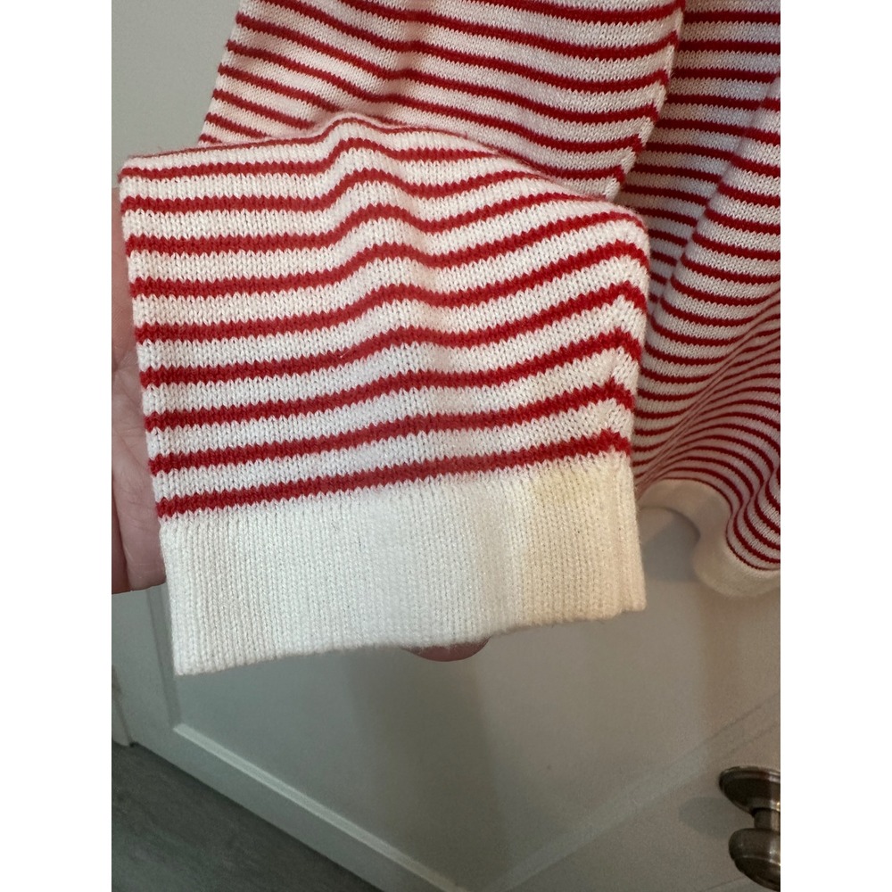 Cabi Striped Cowl Neck Sweater Red White Drawstring Knit Top 6447 XL - Picture 7 of 8